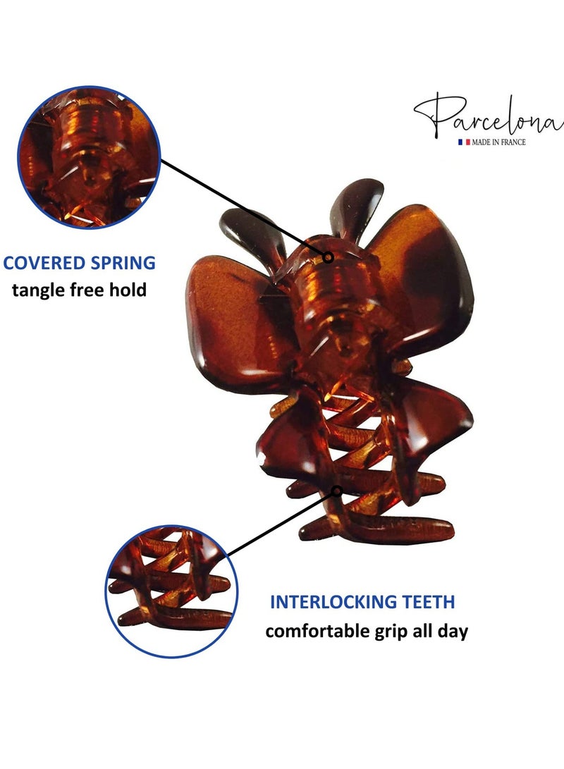 Parcelona Parcelona French Classic Very Small 1 1/2" Claw Clips with Tight Spring Set of 3 Girls Hair Jaw Claw Clips Durable Styling Women Hair Accessories, Made in France (Tortoise Shell Brown) - Image 3