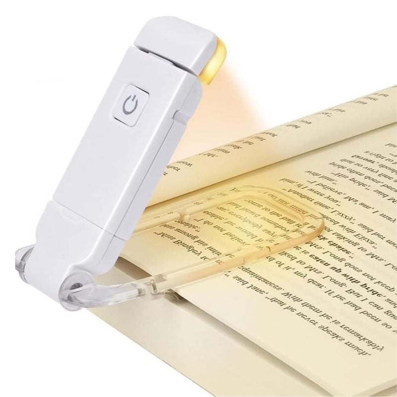 XERGY Plastic USB Rechargeable Book Light For Reading In Bed With Brightness Adjustable For Eye-Protection, Lightweight LED Clip On Book Lights For Book Lovers, 4X4X10 Cm,White - Image 5