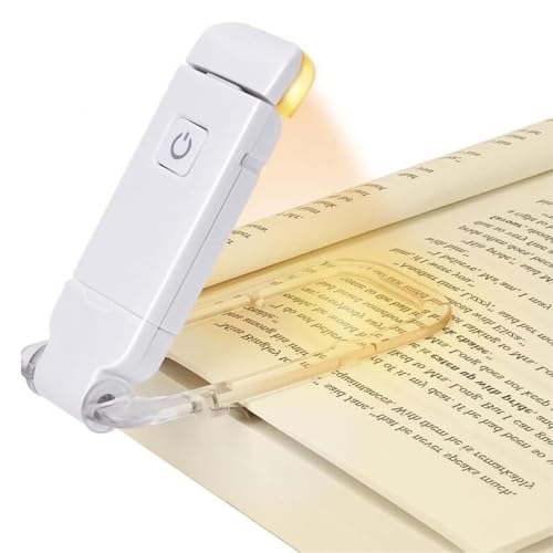 XERGY Plastic USB Rechargeable Book Light For Reading In Bed With Brightness Adjustable For Eye-Protection, Lightweight LED Clip On Book Lights For Book Lovers, 4X4X10 Cm,White - Image 1