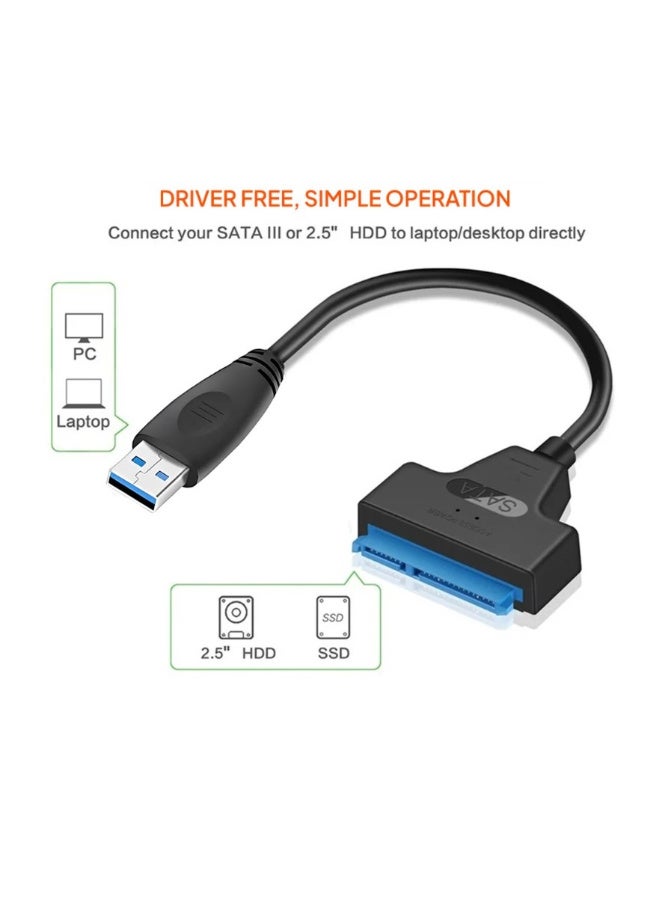 NTECH USB to SATA Adapter, Hard Drive Adapter Cable, SATA to 3.0 Adapter Cable For 2.5/3.5 inch SSD & HDD Single USB - Black (SM-DSTIII) - Image 3