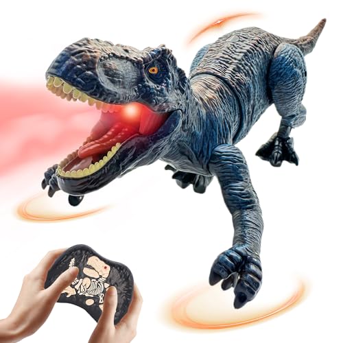 Moskiddo Remote Control Dinosaur Toys for Kids 35 57 812 1012 Electronic RC T Rex Dino Robot Toy for Boys Top Christmas Birthday Gifts for 6 7 8 9 10 11 12 Year Old Boys Color Blue - Image 1