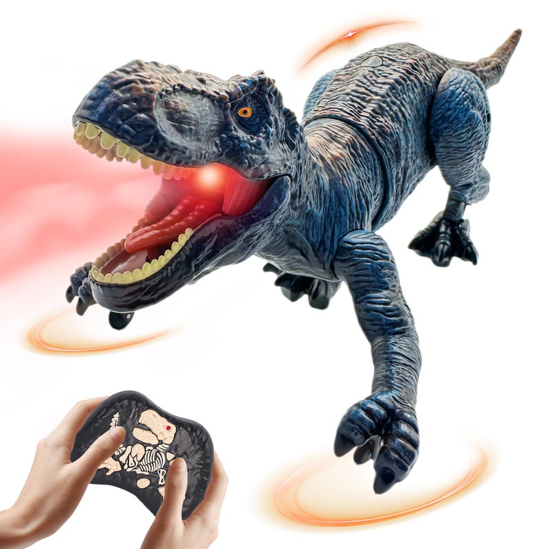 Moskiddo Remote Control Dinosaur Toys for Kids 35 57 812 1012 Electronic RC T Rex Dino Robot Toy for Boys Top Christmas Birthday Gifts for 6 7 8 9 10 11 12 Year Old Boys Color Blue - Image 2