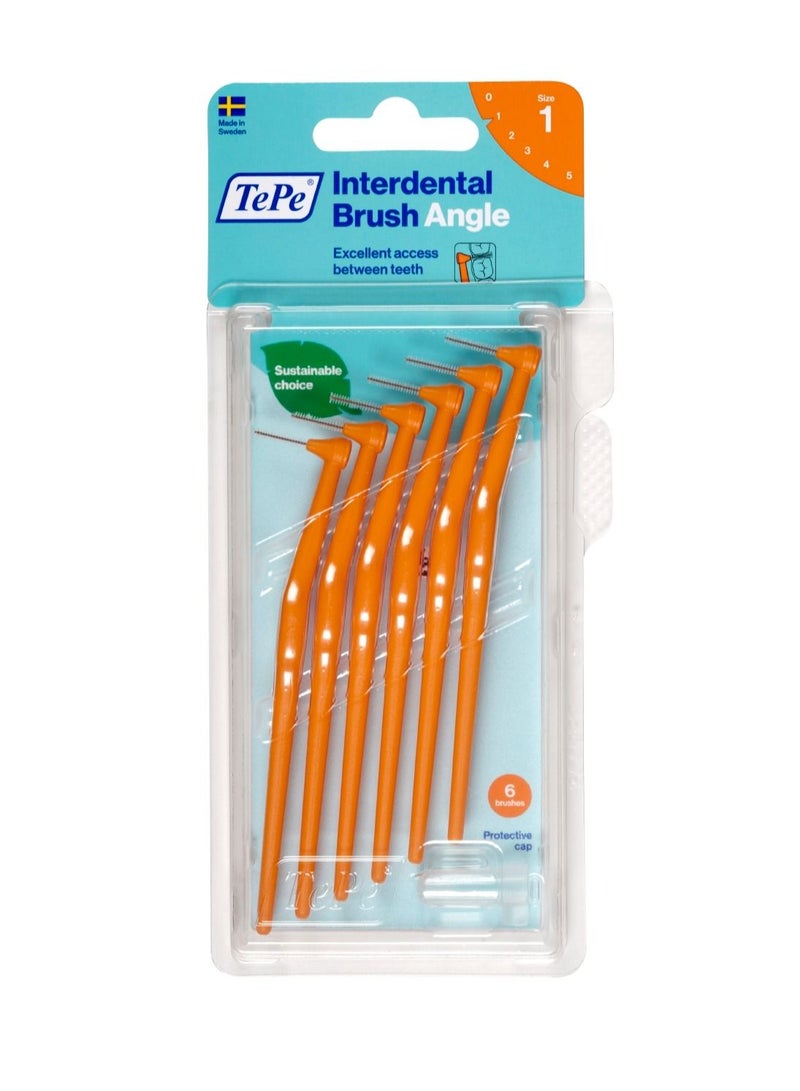 TePe Angle Interdental Brush Orange 0.45mm 6's Size 2
