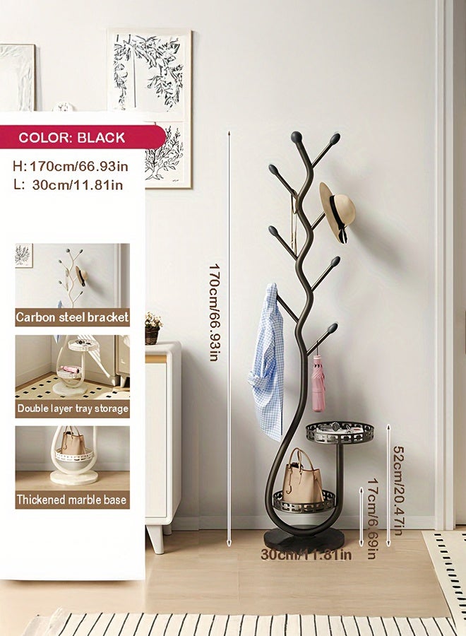 XiuWoo Modern Metal Dual-Tier Freestanding Valet Stand with S-Shaped Branch Hooks, Multipurpose Indoor Clothes Rack, Light Luxury Home Organizer, for Home, Entryway, Hallway, Office - Image 3