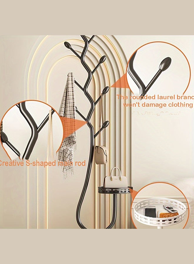 XiuWoo Modern Metal Dual-Tier Freestanding Valet Stand with S-Shaped Branch Hooks, Multipurpose Indoor Clothes Rack, Light Luxury Home Organizer, for Home, Entryway, Hallway, Office - Image 5