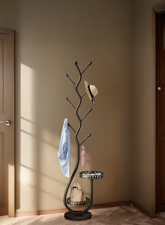 XiuWoo Modern Metal Dual-Tier Freestanding Valet Stand with S-Shaped Branch Hooks, Multipurpose Indoor Clothes Rack, Light Luxury Home Organizer, for Home, Entryway, Hallway, Office - Image 4