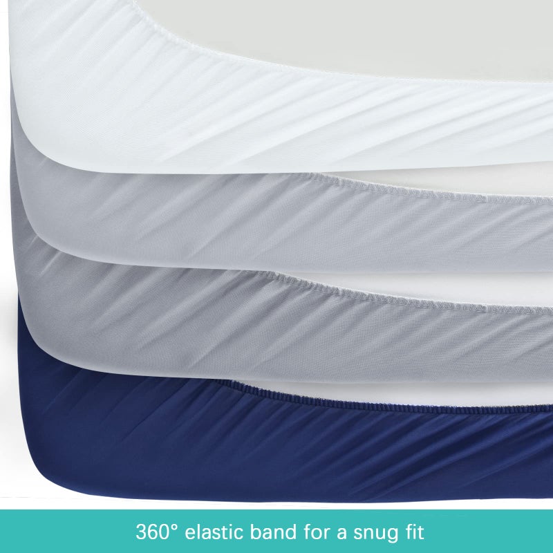 Biloban Crib Sheets for Boys and Girls Fitted 4 Pack - Breathable, Soft Microfiber Baby Sheets in Grey, Navy and White - Image 4