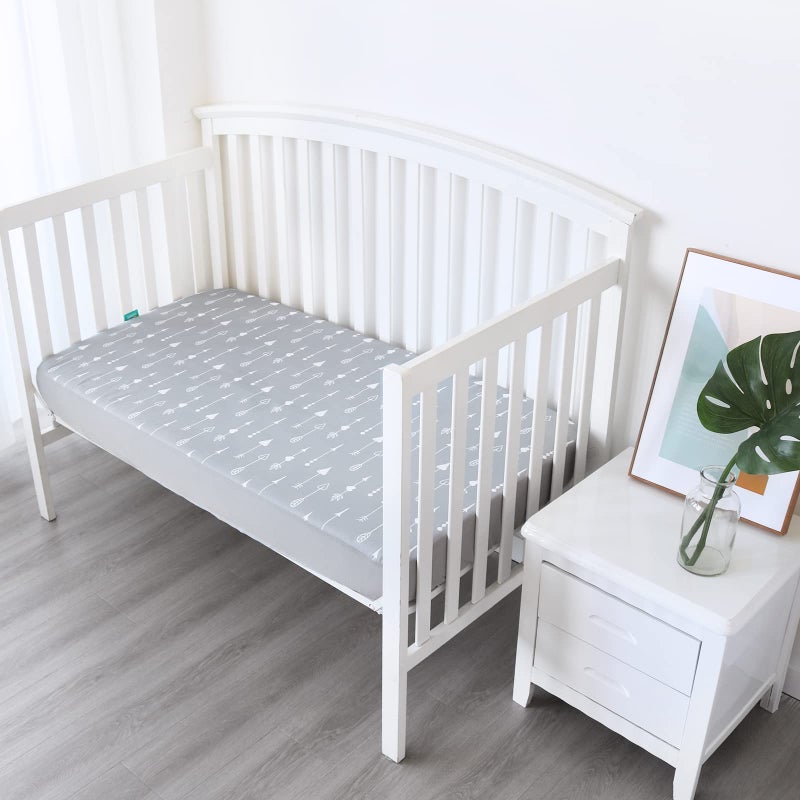 Biloban Crib Sheets for Boys and Girls Fitted 4 Pack - Breathable, Soft Microfiber Baby Sheets in Grey, Navy and White - Image 3