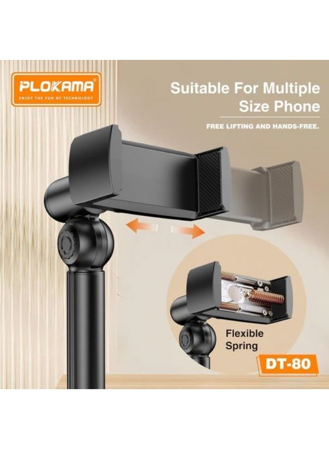 PLOKAMA DT-80 Tablet and Phone Holder - 360° Rotating Adjustable Stand for Hands-Free Viewing, Live Streaming, and Desktop Use - Image 2