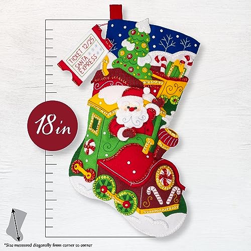Bucilla Felt Applique 18 Stocking Making Kit Santas Peppermint Express Perfect for DIY Arts and Crafts 89611E - Image 3