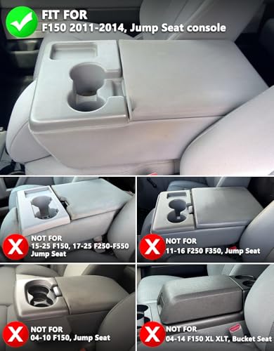 KBH Center Console Armrest Cover for 2011 2012 2013 2014 Ford F150, Truck Accessories, Middle Console Arm Rest Lid Protector, PU Leather, Anti-Scratch, Dark Gray (Fits Jump Seat Console Only) - Image 2