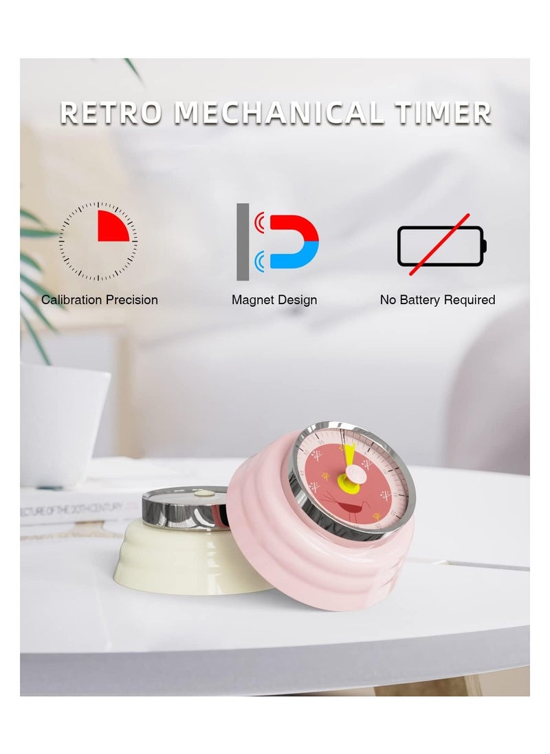 SYOSI - Kitchen Timer, Reminder Timer 360 Degree Rotating Mechanical Timer, Visual Timer, Back Countdown Kitchen Timer, Fridge Magnetic, Cooking, Learning, Creative Alarm Clock, Precision Timer (Pink Bird) - Image 1