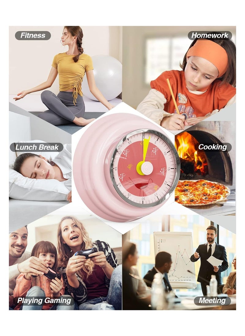 SYOSI - Kitchen Timer, Reminder Timer 360 Degree Rotating Mechanical Timer, Visual Timer, Back Countdown Kitchen Timer, Fridge Magnetic, Cooking, Learning, Creative Alarm Clock, Precision Timer (Pink Bird) - Image 1