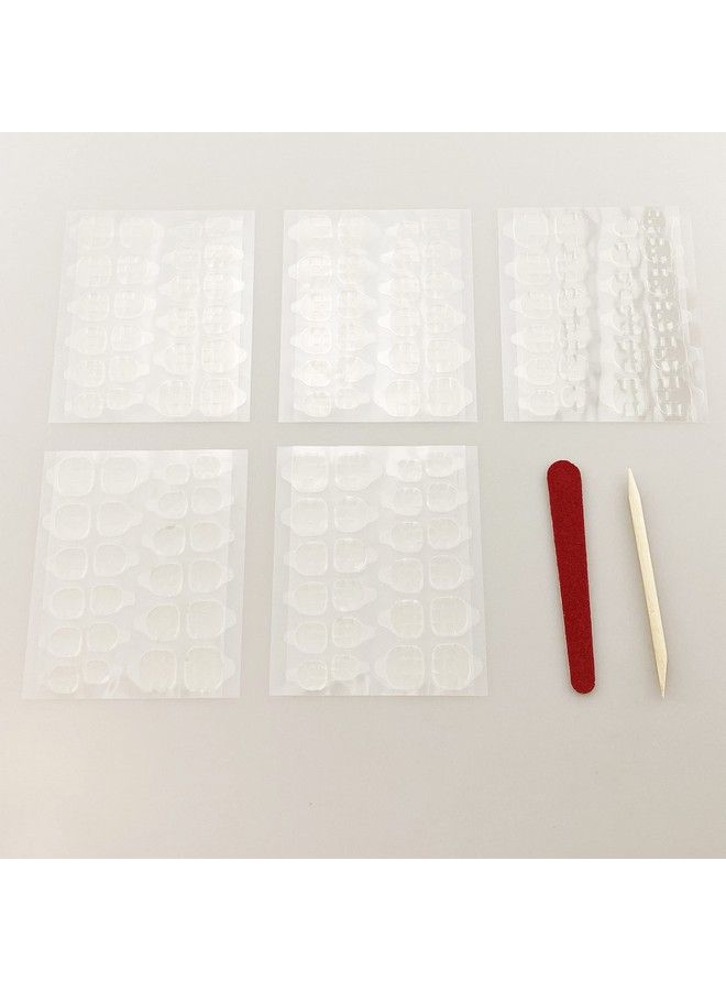 FDSHIP 5 Sheets 120Pc Doubleside Nail Glue Sticker (With Nail File And Small Stick) False Nail Glue Jelly Gel Tape Adhesive Tabs Nail Glue Transparent Flexible Adhesive Fake Nails Tips For Manicure - Image 3