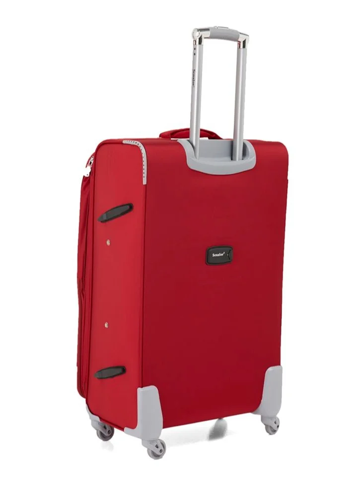 SENATOR Soft Shell Trolley Luggage Set of 3 Pcs For Unisex Ultra Lightweight Expandable Suitcase With 4 Wheels LL003 Red