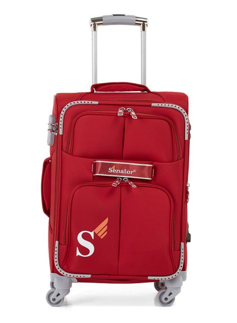 SENATOR Soft Shell Trolley Luggage Set of 3 Pcs For Unisex Ultra Lightweight Expandable Suitcase With 4 Wheels LL003 Red - Image 3