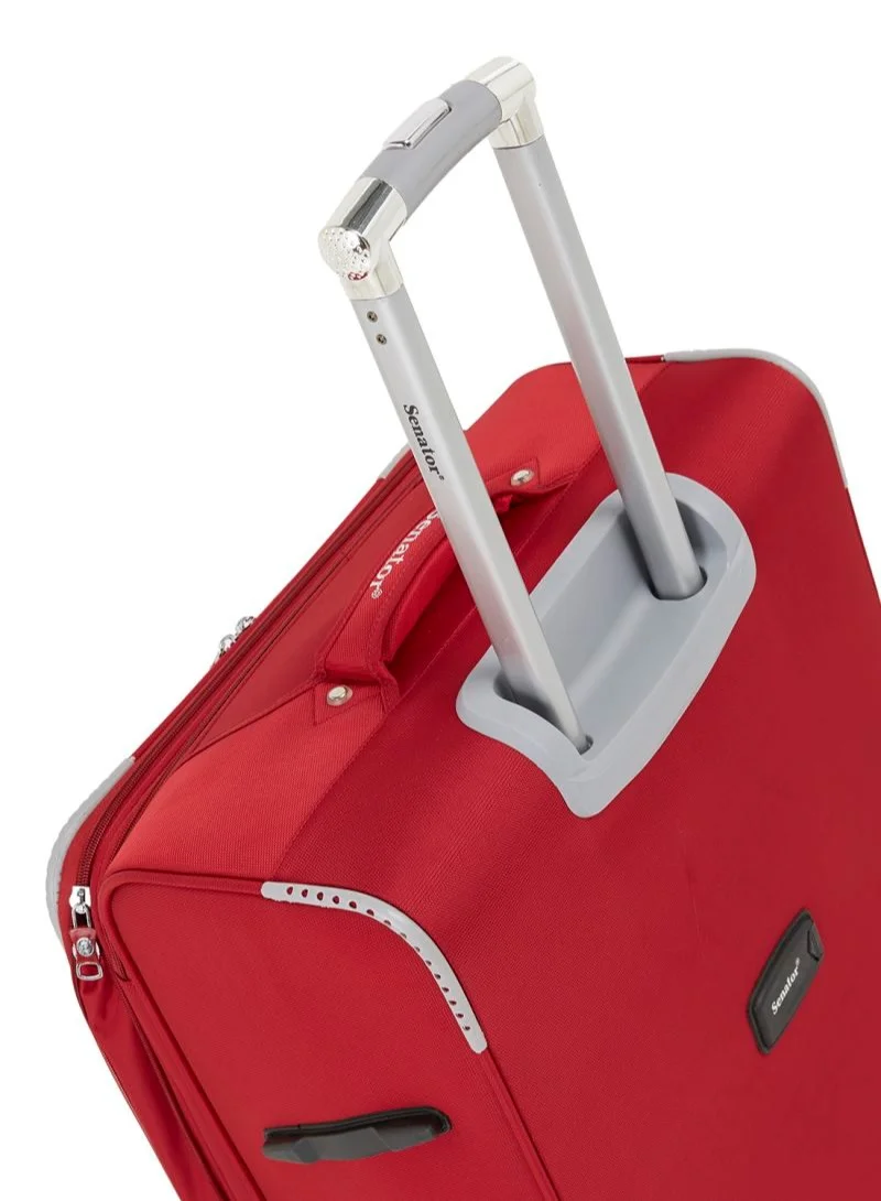 SENATOR Soft Shell Trolley Luggage Set of 3 Pcs For Unisex Ultra Lightweight Expandable Suitcase With 4 Wheels LL003 Red