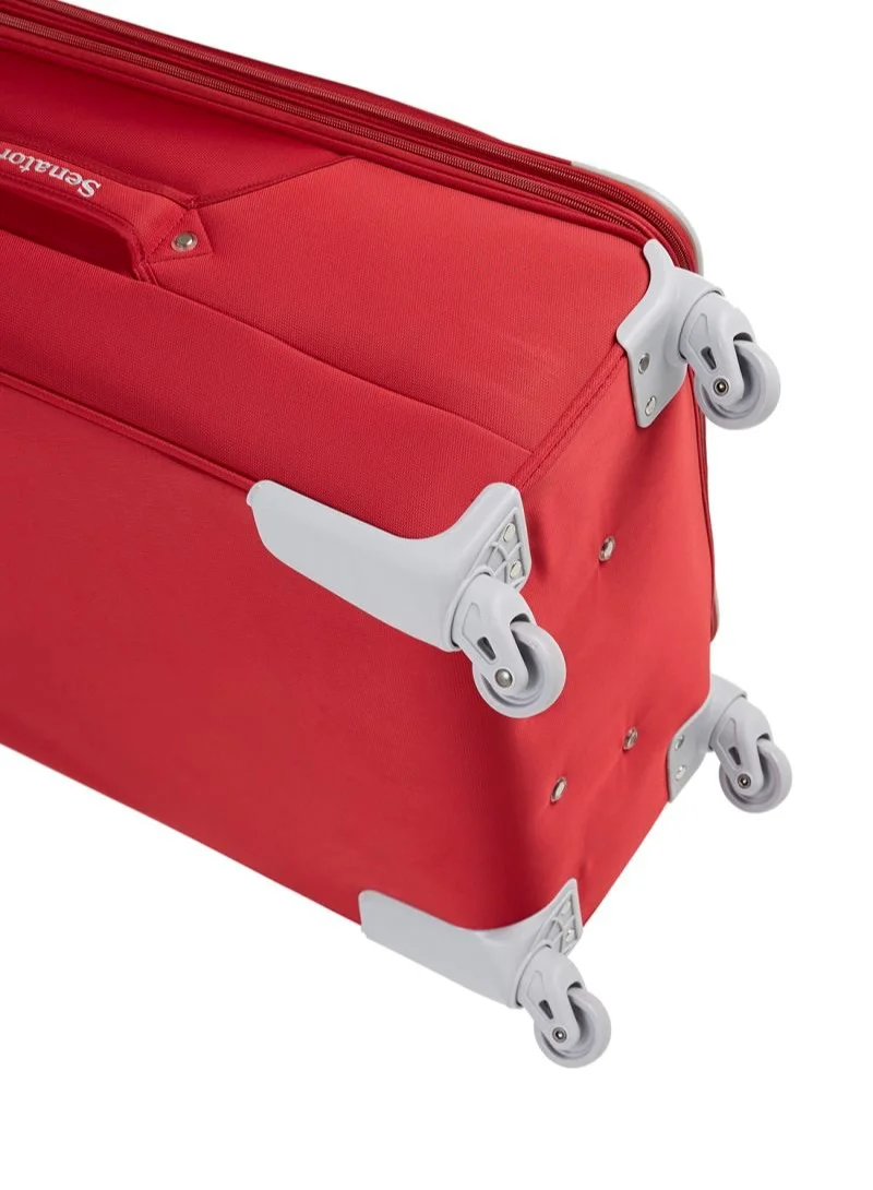 SENATOR Soft Shell Trolley Luggage Set of 3 Pcs For Unisex Ultra Lightweight Expandable Suitcase With 4 Wheels LL003 Red