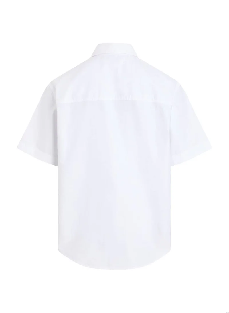 Calvin Klein Jeans Bright White Short Sleeve Oxford Shirt for Men | Best Price UAE