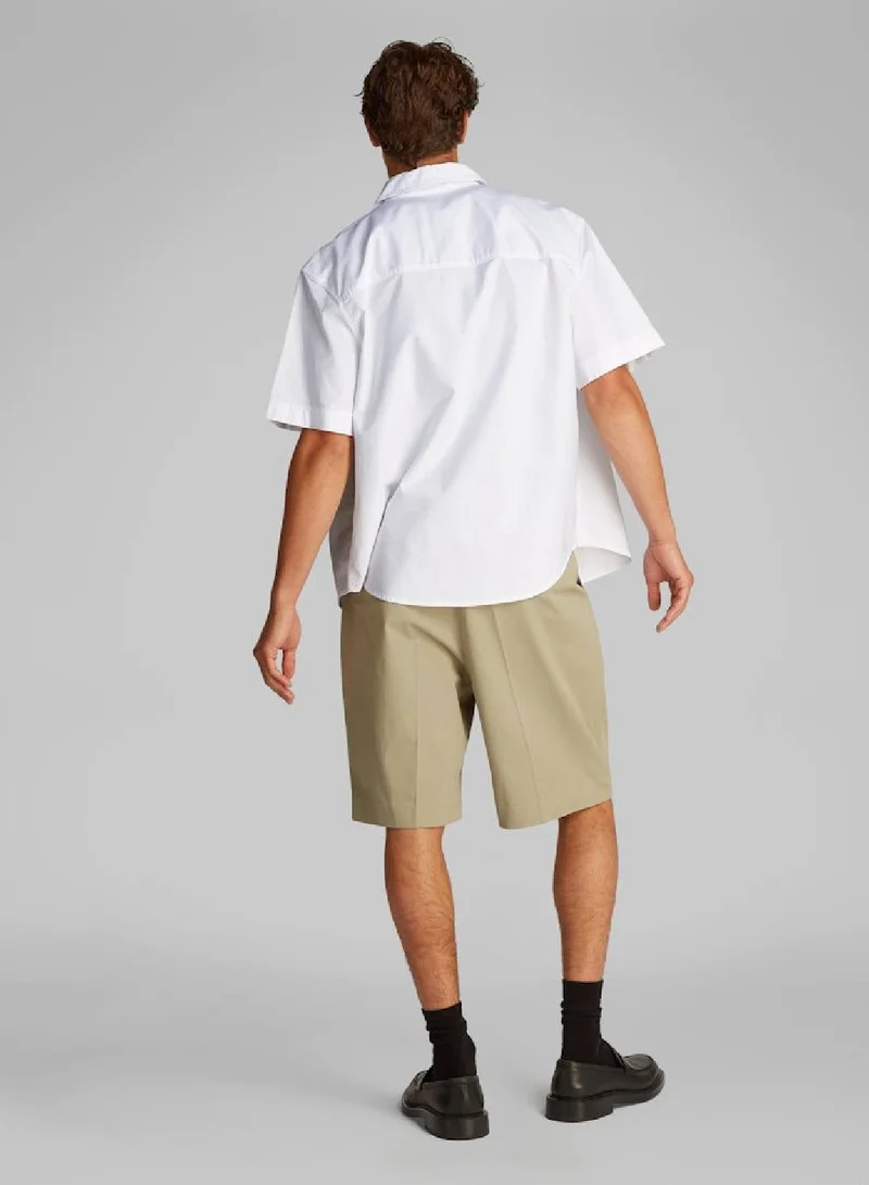 Calvin Klein Jeans Bright White Short Sleeve Oxford Shirt for Men | Best Price UAE