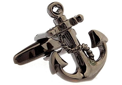 MRCUFF أزرار أكمام MRCUFF أنكر USN سوداء في علبة هدايا تقديمية وقطعة قماش للتلميع - Image 1