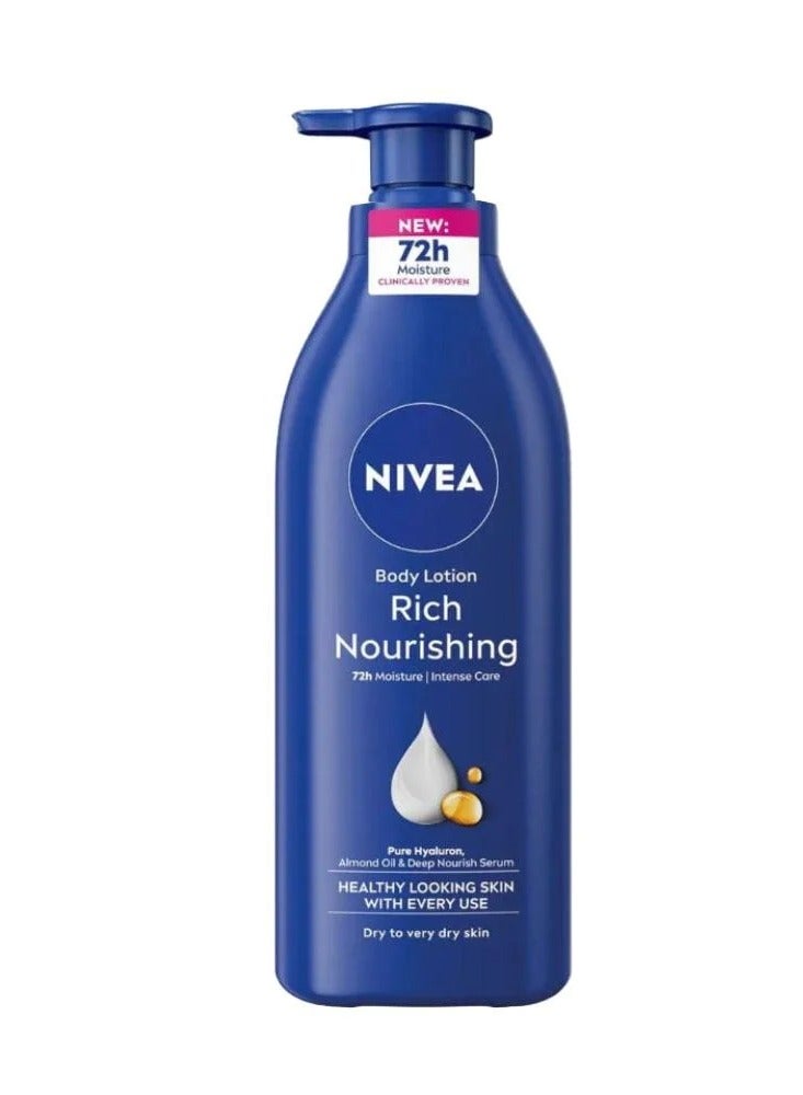 Nivea Body Lotion Moisturizer for Extra Dry Skin, 48h Moisture Care, Nourishing Almond Oil & Vitamin E, 625ml - Image 1