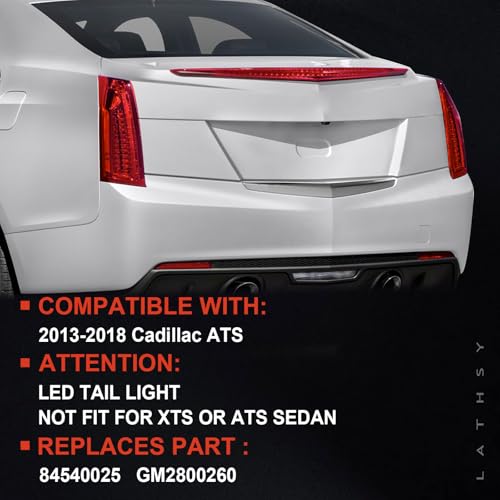 Lathsy LED Tail Light Assembly Compatible with 2013-2018 Cadillac ATS Left Driver Side Taillight Replace 84081571 - Image 2