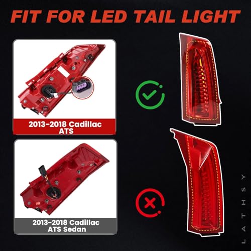Lathsy LED Tail Light Assembly Compatible with 2013-2018 Cadillac ATS Left Driver Side Taillight Replace 84081571 - Image 5
