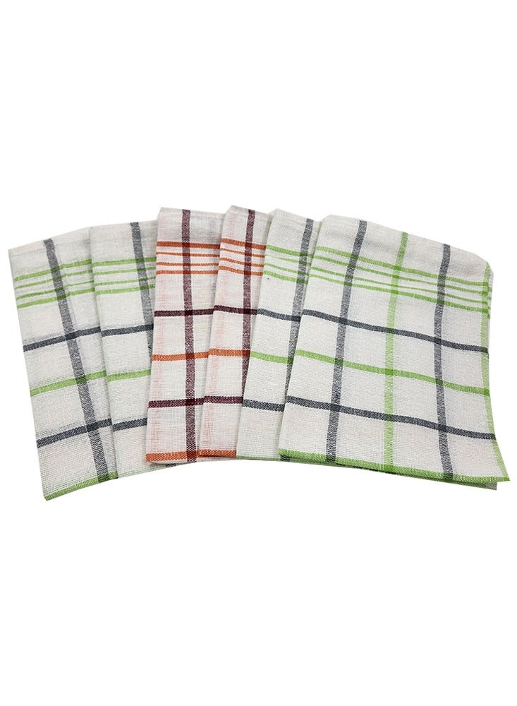 بيفت طقم مناشف شاي مربعات متعددة باللونين الأخضر والبرتقالي (50 × 70 سم) من 6 قطع - Image 4