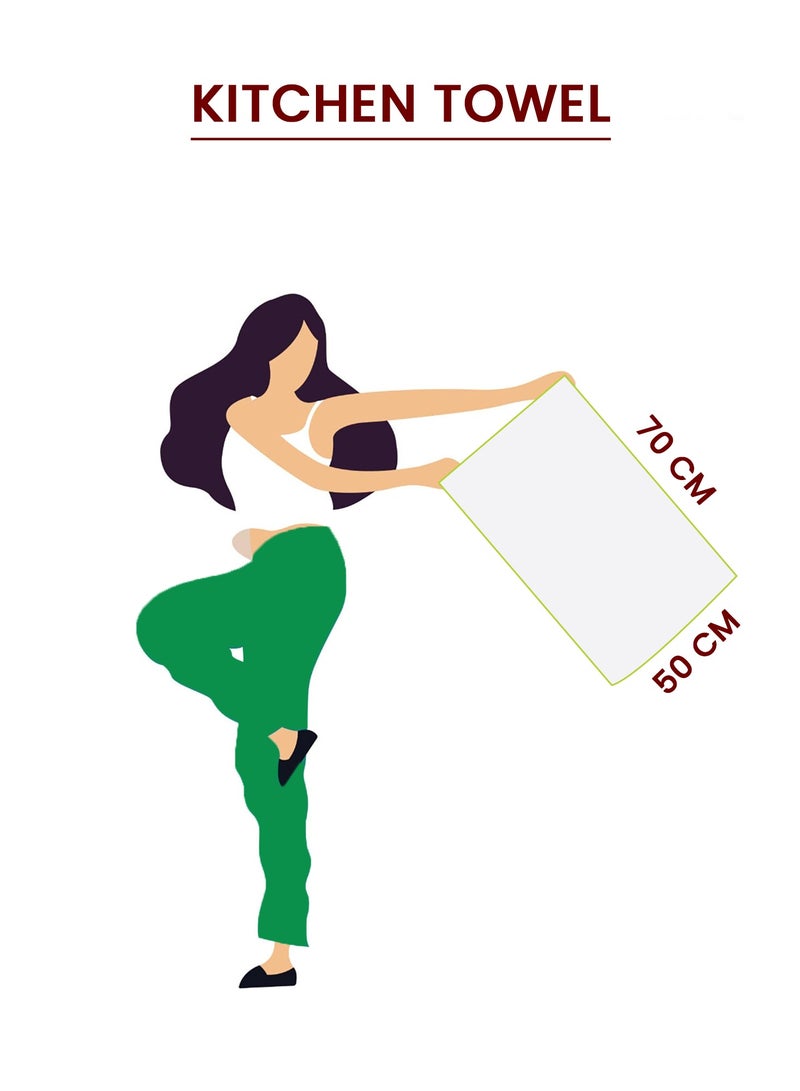 بيفت طقم مناشف شاي مربعات متعددة باللونين الأخضر والبرتقالي (50 × 70 سم) من 6 قطع - Image 5