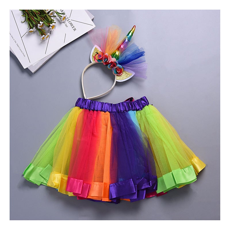 Ins Popular Pettiskirt Tutu Children'S Skirt New Girls' Colorful Christmas Stage Half-Length Yarn - Image 5