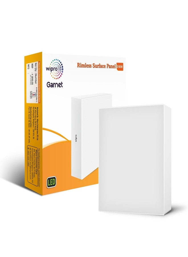 wipro Garnet 24W Rimless Square Led Surface Panel | Warm White Light (2700K) | Elegant Rimless Design for Wider Spread of Light | Surface Mounted Led Down Light for Ceiling | Pack of 1, Polycarbonate - Image 1