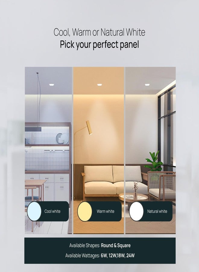 wipro Garnet 24W Rimless Square Led Surface Panel | Warm White Light (2700K) | Elegant Rimless Design for Wider Spread of Light | Surface Mounted Led Down Light for Ceiling | Pack of 1, Polycarbonate - Image 4