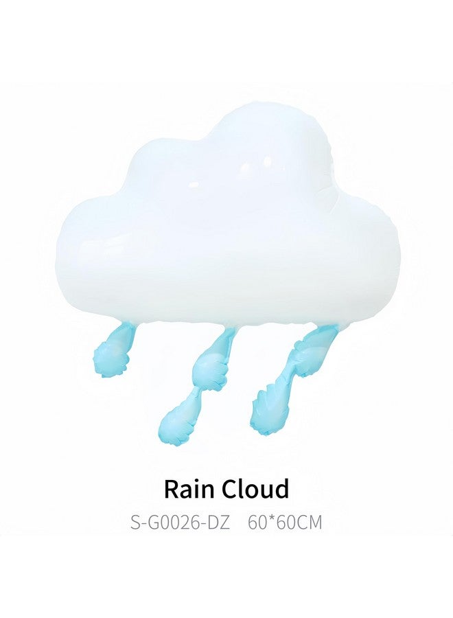 CYMYLAR 3 PCS Rain Cloud Balloons Blue Raindrop/Weather Balloon Baby Shower Themed Party Supplies/3D Cloud Decorations Hanging Raindrop/April Rainbow Spring Shower Party/Nursery Storm Weather Birthday Party  - Image 2