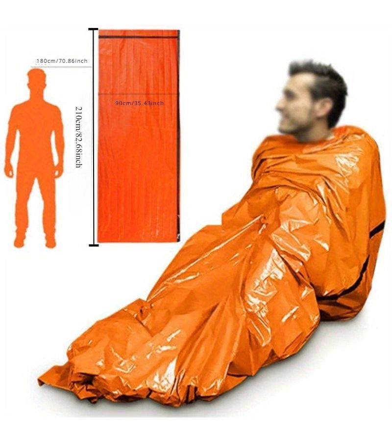 Green Portable Emergency Survival Sleeping Bag with Hot Pack First Aid Kit - Image 4