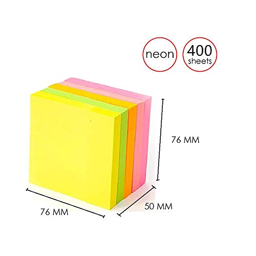 R H lifestyle 400 Sheets Sticky Notes Set Cute Post It Sticky Tabs 3 x 3 Inch Notepad for Writing Notes Page Marker Office Stationery Pack of 5 (80 Notes Each Color) - Image 2