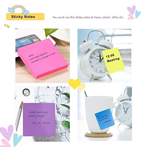 R H lifestyle 400 Sheets Sticky Notes Set Cute Post It Sticky Tabs 3 x 3 Inch Notepad for Writing Notes Page Marker Office Stationery Pack of 5 (80 Notes Each Color) - Image 3