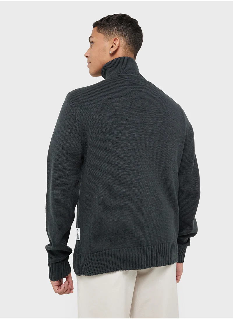 JACK & JONES Zip Neck Knitted Sweater