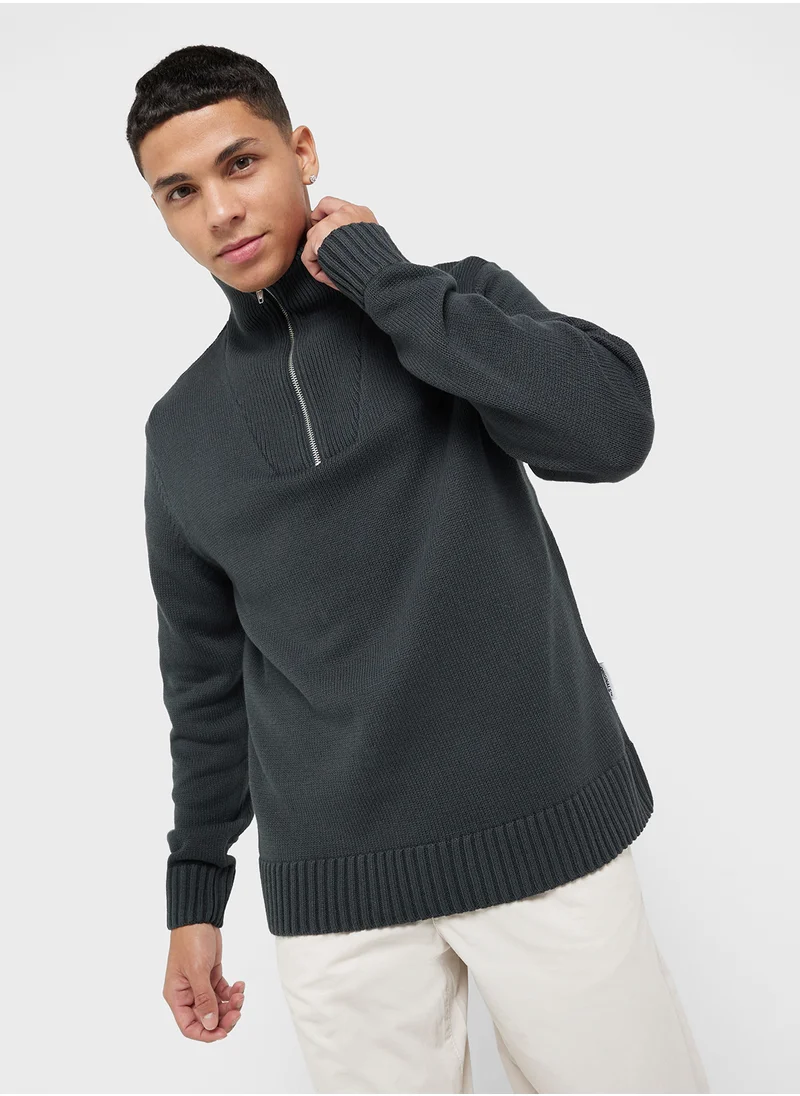 JACK & JONES Zip Neck Knitted Sweater