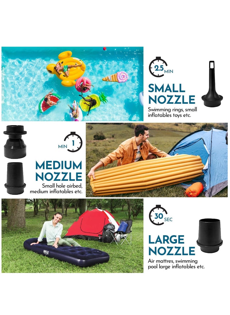 XiuWoo 3 in 1 Rechargeable Mini Electric Portable Air Pump, Vacuum Bag Pump, Camping Light with 1200mAh Battery for Inflatables or Deflate for Swimming Ring, Air Bed, Mattress Vacuum bags  - Image 2