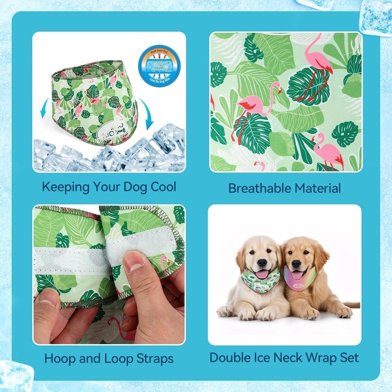 أوول فور بوز مجموعة "ALL FOR PAWS" المكونة من وشاحين تبريد للكلاب، طوق تبريد ولفافة رقبة للكلاب، أوشحة تبريد جليدية للكلاب متوسطة الحجم، طوق تبريد "بلو تشيل أوت" (مقاس M، محيط الرقبة 15-18.1 بوصة) - Image 3