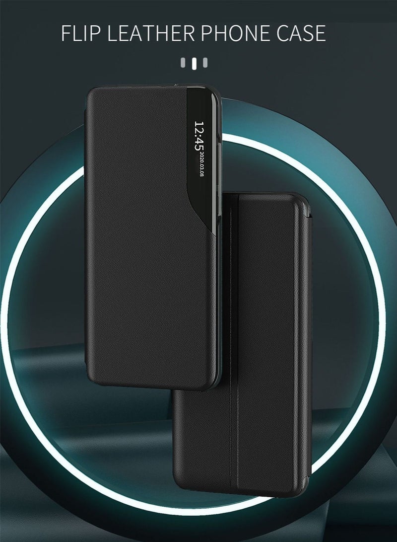 Wtech Smart Mirror Window Flip Phone Case Auto Sleep Wake Case Cover For Xiaomi Poco X5 5G 2023 Black - Image 5