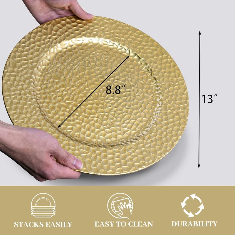 MAONAME 13 Gold Charger Plates Set of 6 Bubble Plastic Plate Chargers Decorative Chargers for Dinner Plates Round Charger for Wedding Party - Image 5