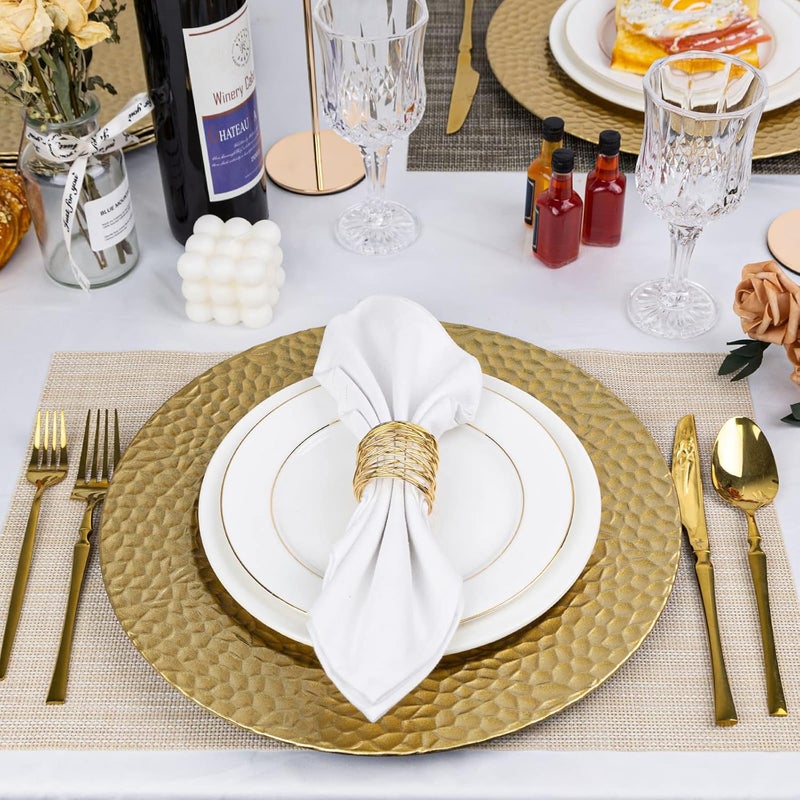 MAONAME 13 Gold Charger Plates Set of 6 Bubble Plastic Plate Chargers Decorative Chargers for Dinner Plates Round Charger for Wedding Party - Image 2
