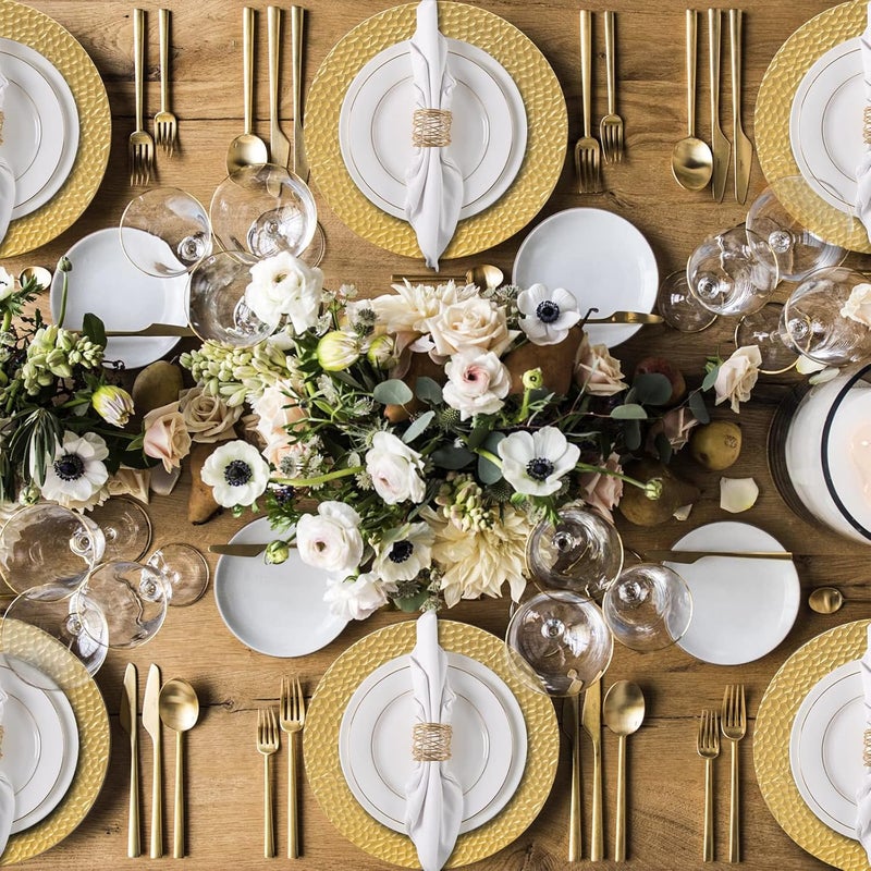 MAONAME 13 Gold Charger Plates Set of 6 Bubble Plastic Plate Chargers Decorative Chargers for Dinner Plates Round Charger for Wedding Party - Image 3
