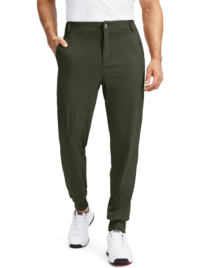 Soothfeel Mens Golf Joggers Pants with 5 Pockets Slim Fit Stretch Sweatpants Running Travel Dress Work Pants for MenOlive Green L