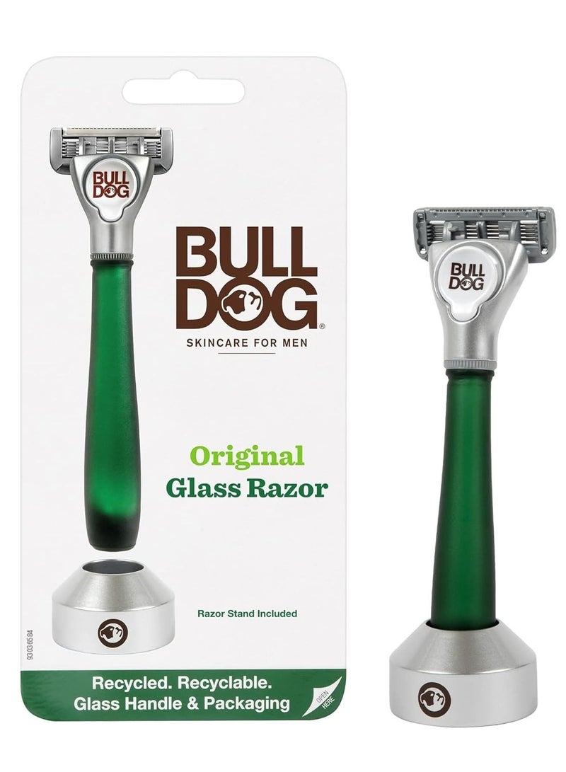 Bulldog Mens Skincare and Grooming Original Recycled Glass Handle Razor with Razor Stand - Image 2
