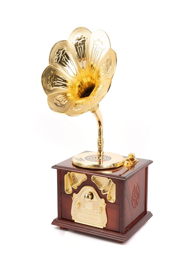 AUEAR, Classical Gramophone Music Box Clockwork Brown for Home Table Desk Decorations - Image 1