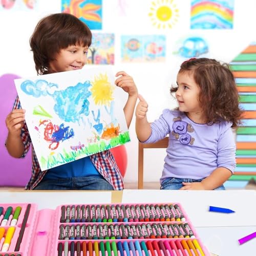 Parssufy 168 Pieces Art Set for Kids with Case, Art and Craft Supplies Kit for Drawing and Painting, Color Set with Markers, Water Colors, Brush, Color Pencils, Crayons (168 pcs Pink) - Image 4