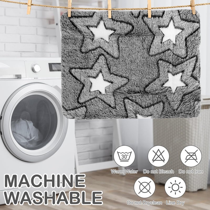 Haull 4 Pcs Waterproof Guinea Pig Bedding Guinea Pig Bed Plush Cage Liners Soft Rabbit Dog Cat Mat Reversible Cozy Winter Animal Pee Pad Hamster Bunny Mat Accessory(Gray Star,13 x 10 Inch) - Image 5